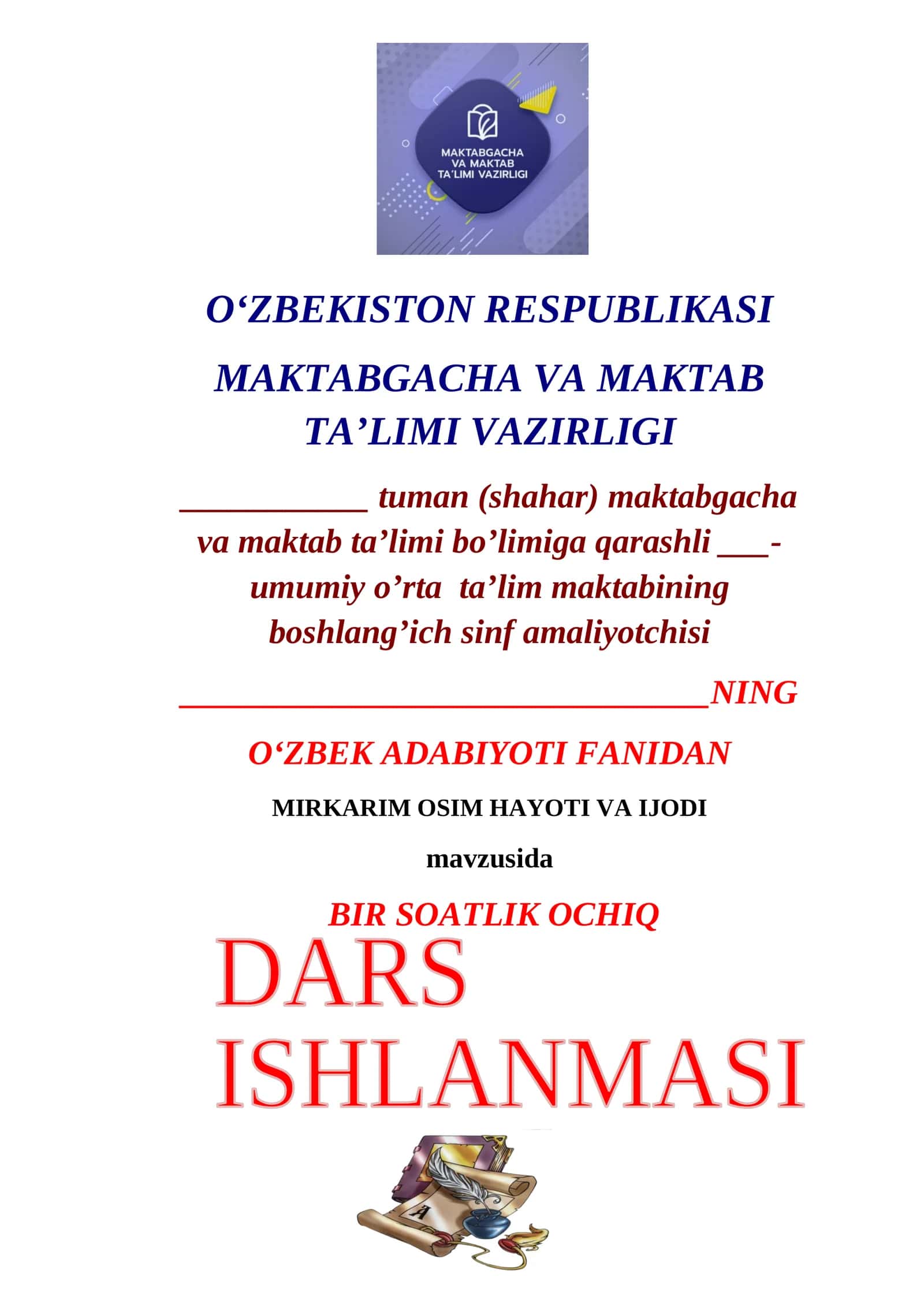 MIRKARIM OSIM HAYOTI VA IJODI