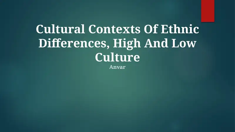 Cultural Contexts Of Ethnic Differences