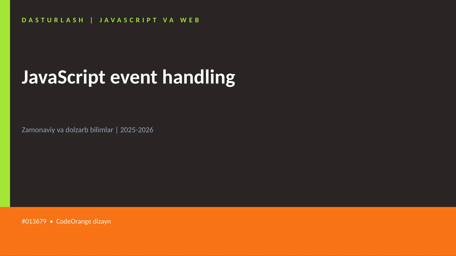 DASTURLASH | JAVASCRIPT VA WEB