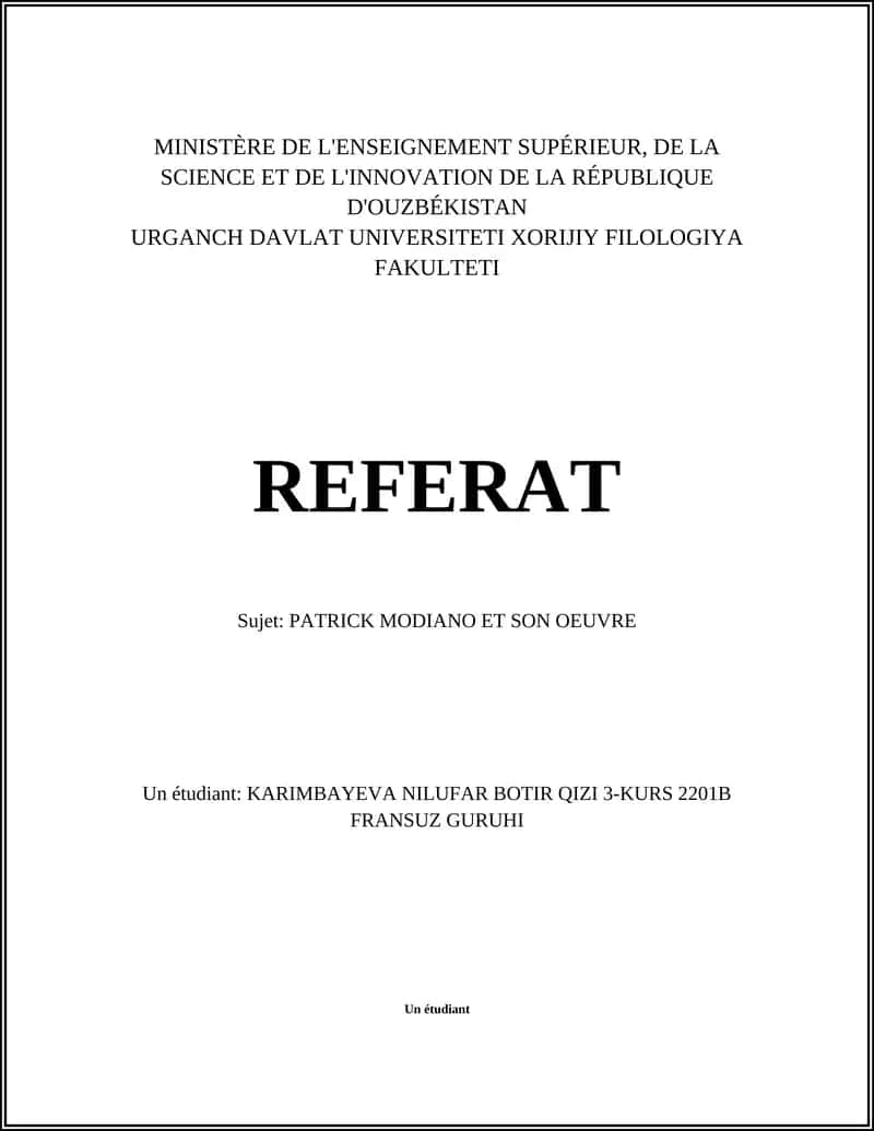 Résumé sur Patrick Modiano