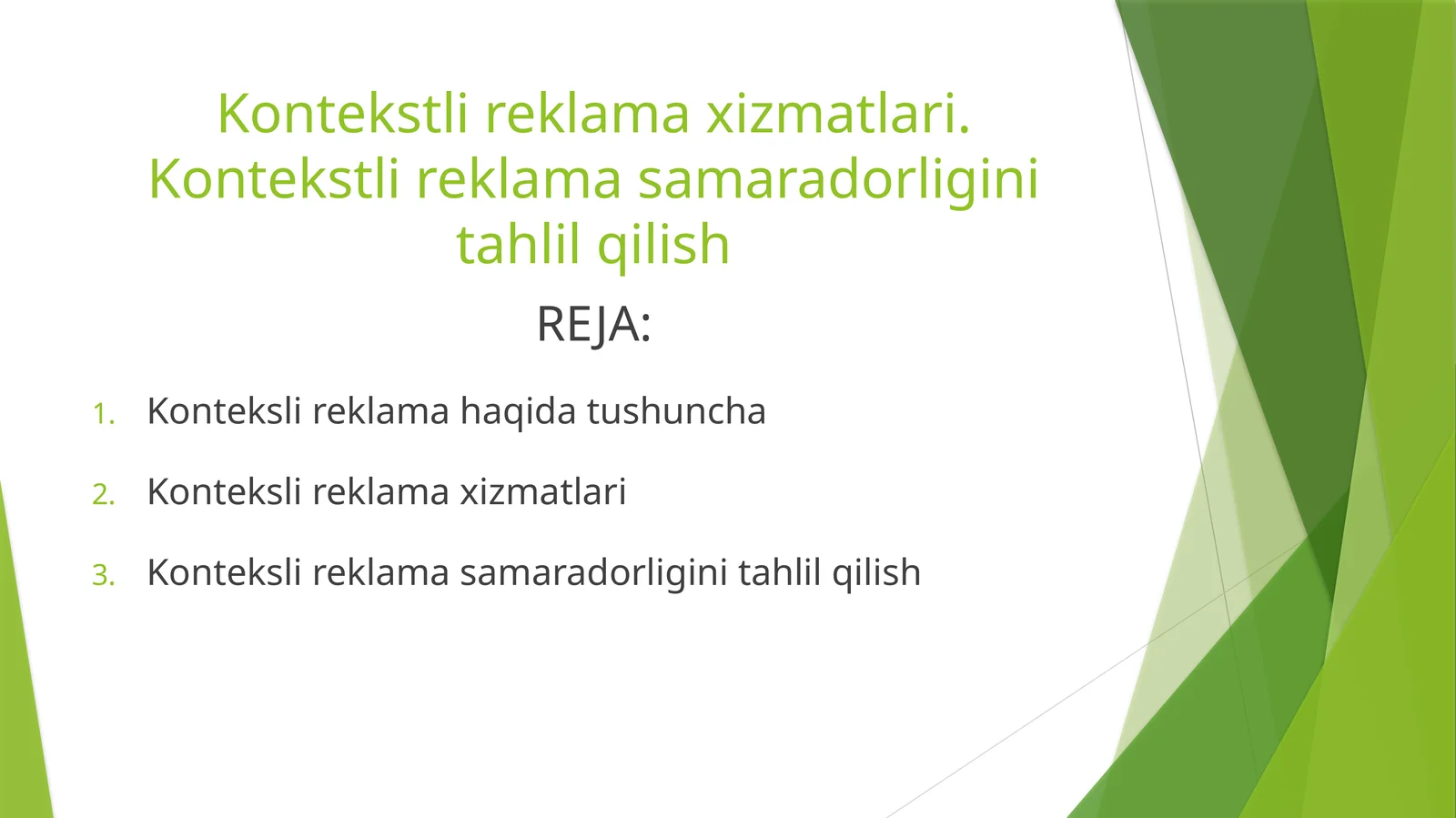 Kontekstli reklama xizmatlari. Kontekstli reklama samaradorligini tahlil qilish