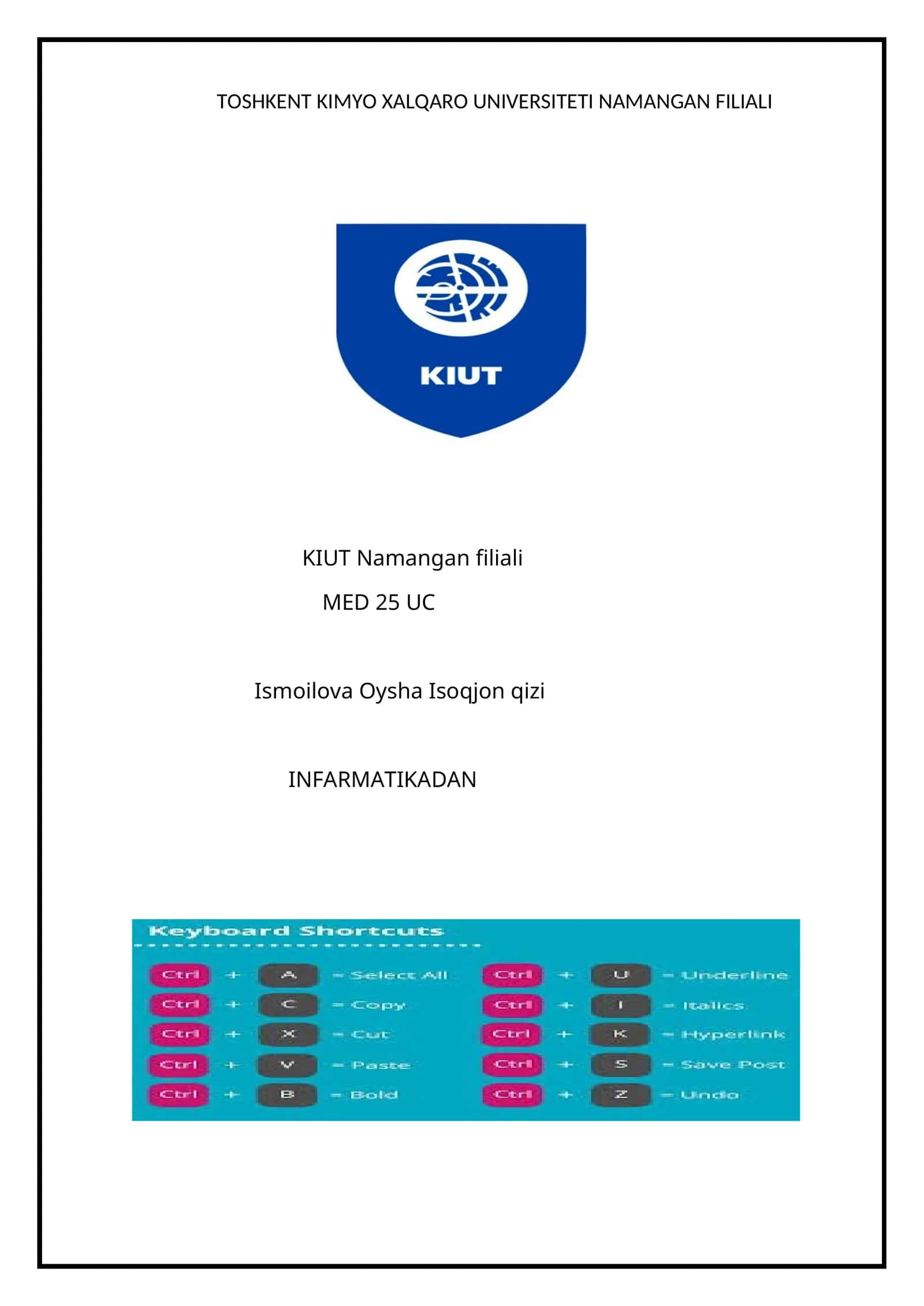 Informatikadan mustaqil ish
