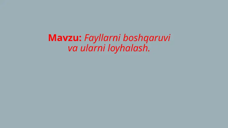 Fayllarni boshqaruvi va ularni loyhalash