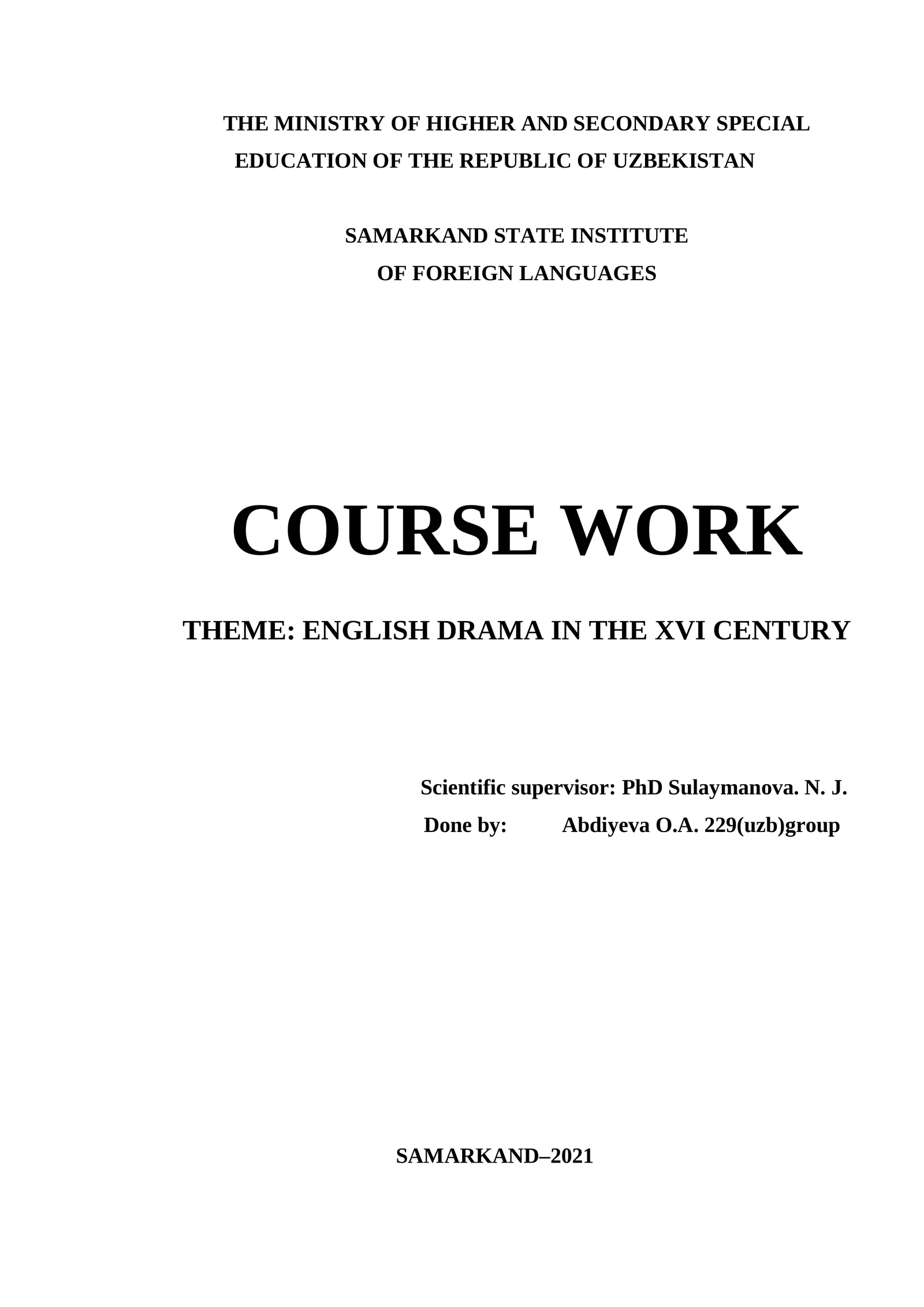ENGLISH DRAMA IN THE XVI CENTURY