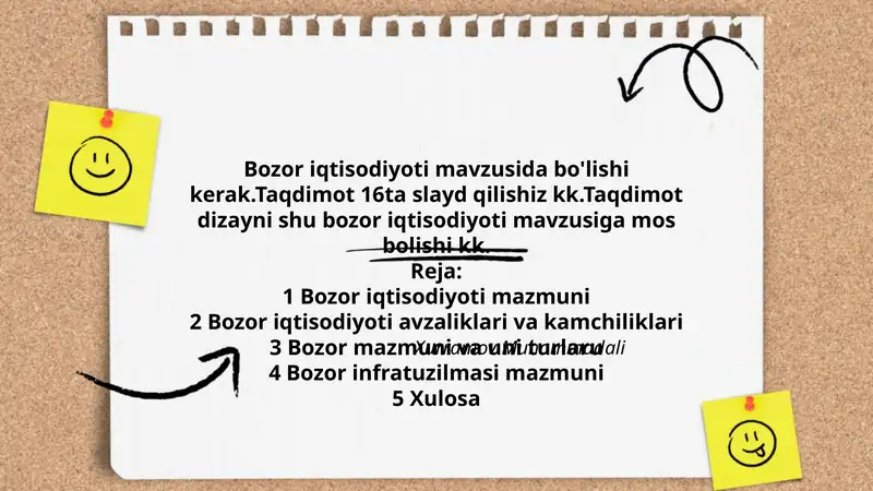 Bozor iqtisodiyoti mavzusida bo'lishi kerak