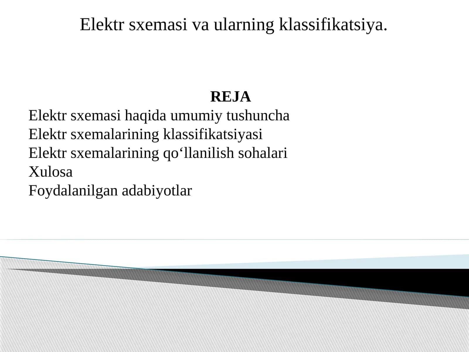 Elektr sxemasi va ularning klassifikatsiyasi