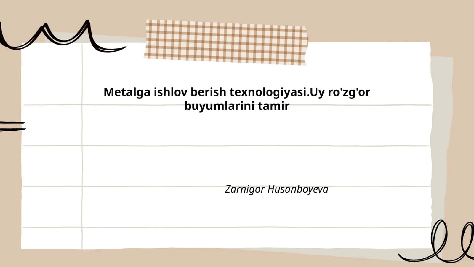 Metalga ishlov berish texnologiyasi.Uy ro'zg'or buyumlarini tamir