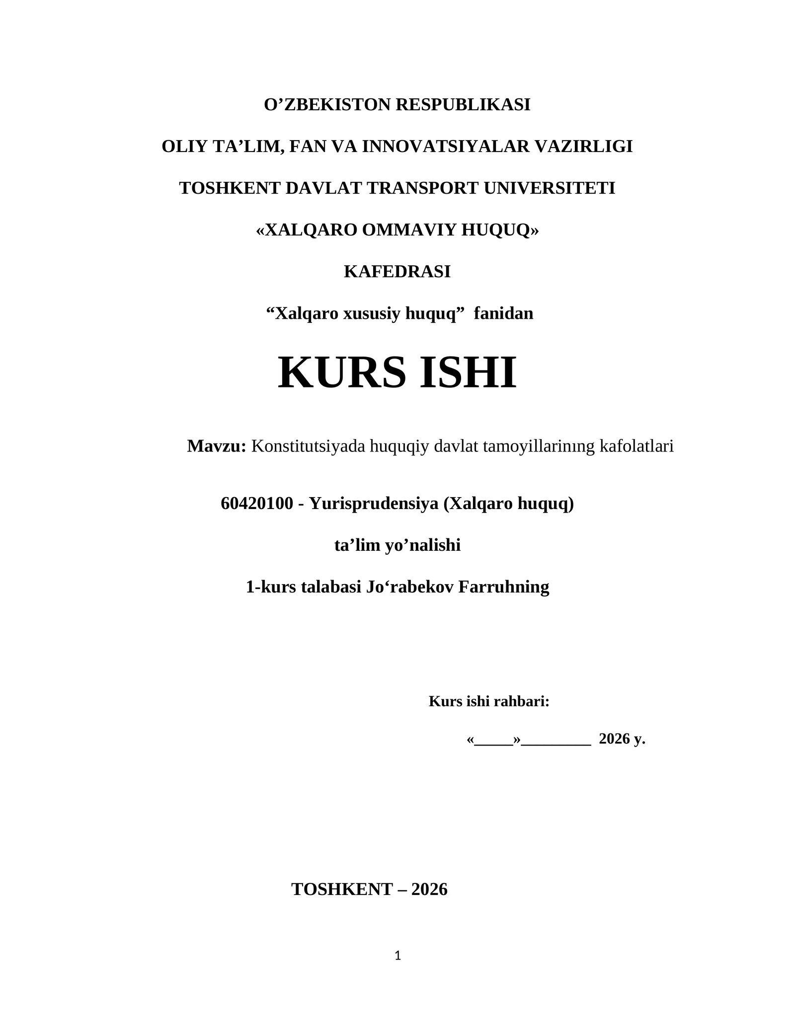 Konstitutsiyada huquqiy davlat tamoyillarinıng kafolatlari