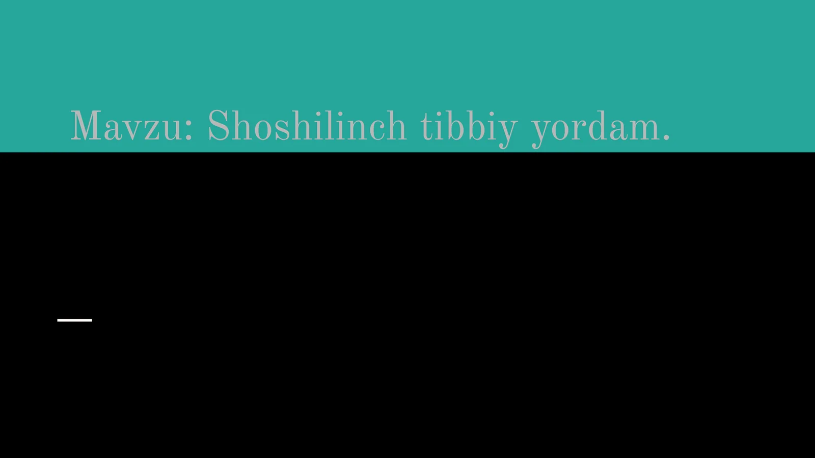 Shoshilinch tibbiy yordamS