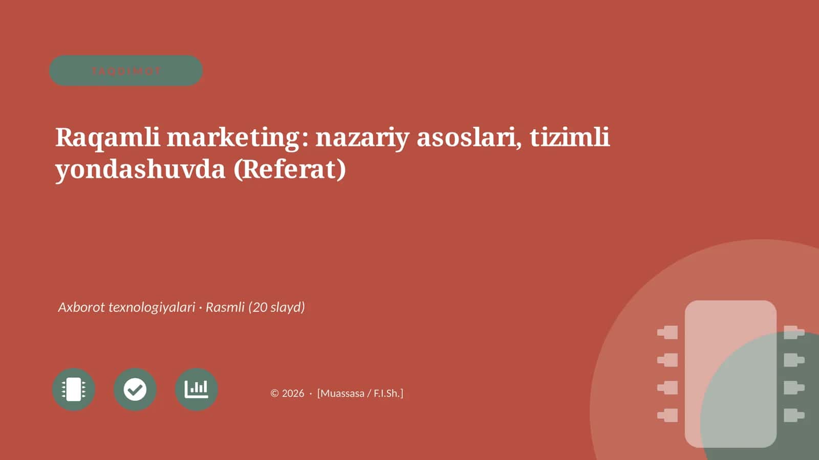 Raqamli marketing: nazariy asoslari, tizimli yondashuvda (Referat)