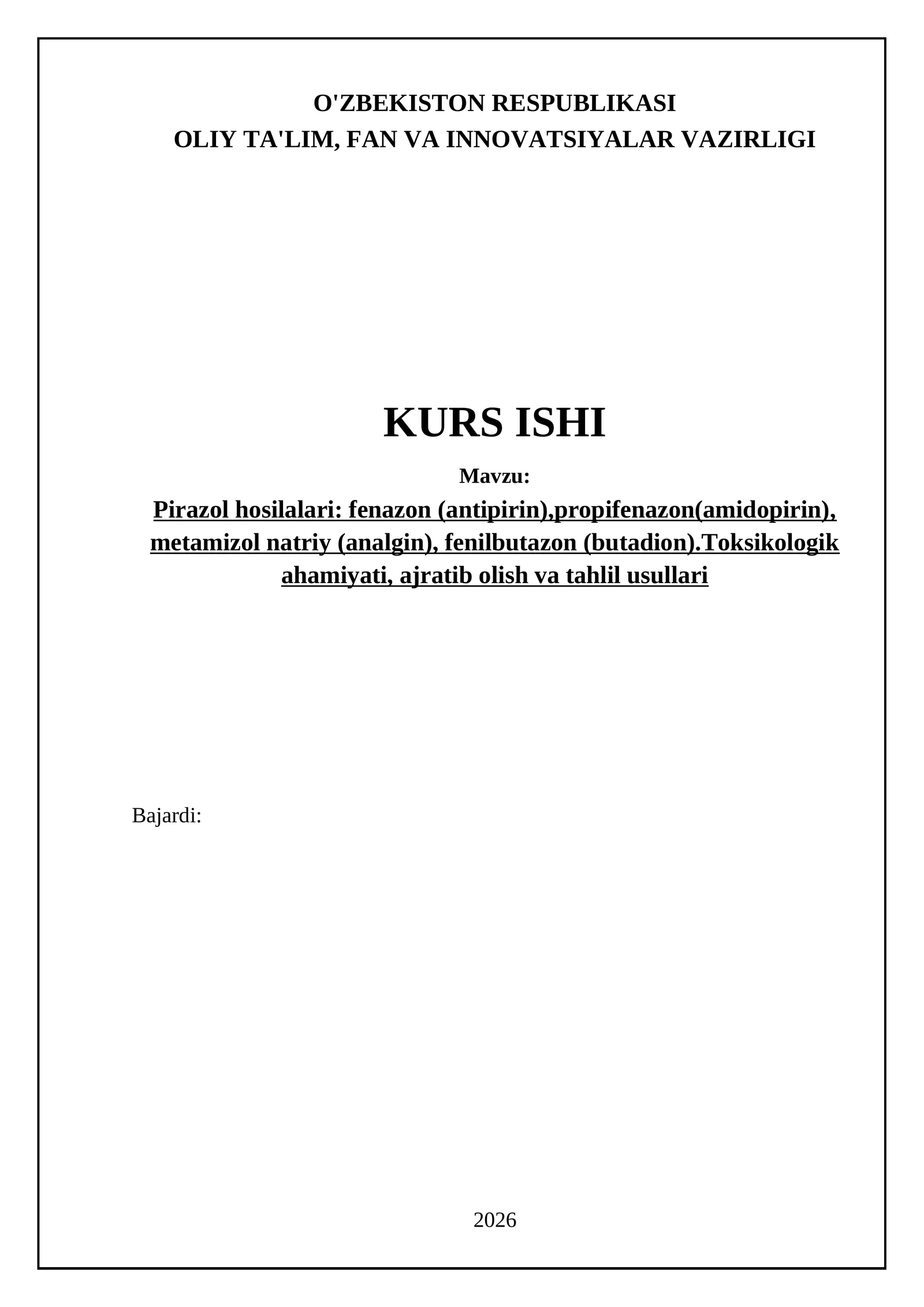 Pirazol Hosilalari Kimyosi va Farmakologik Guruhlanishi