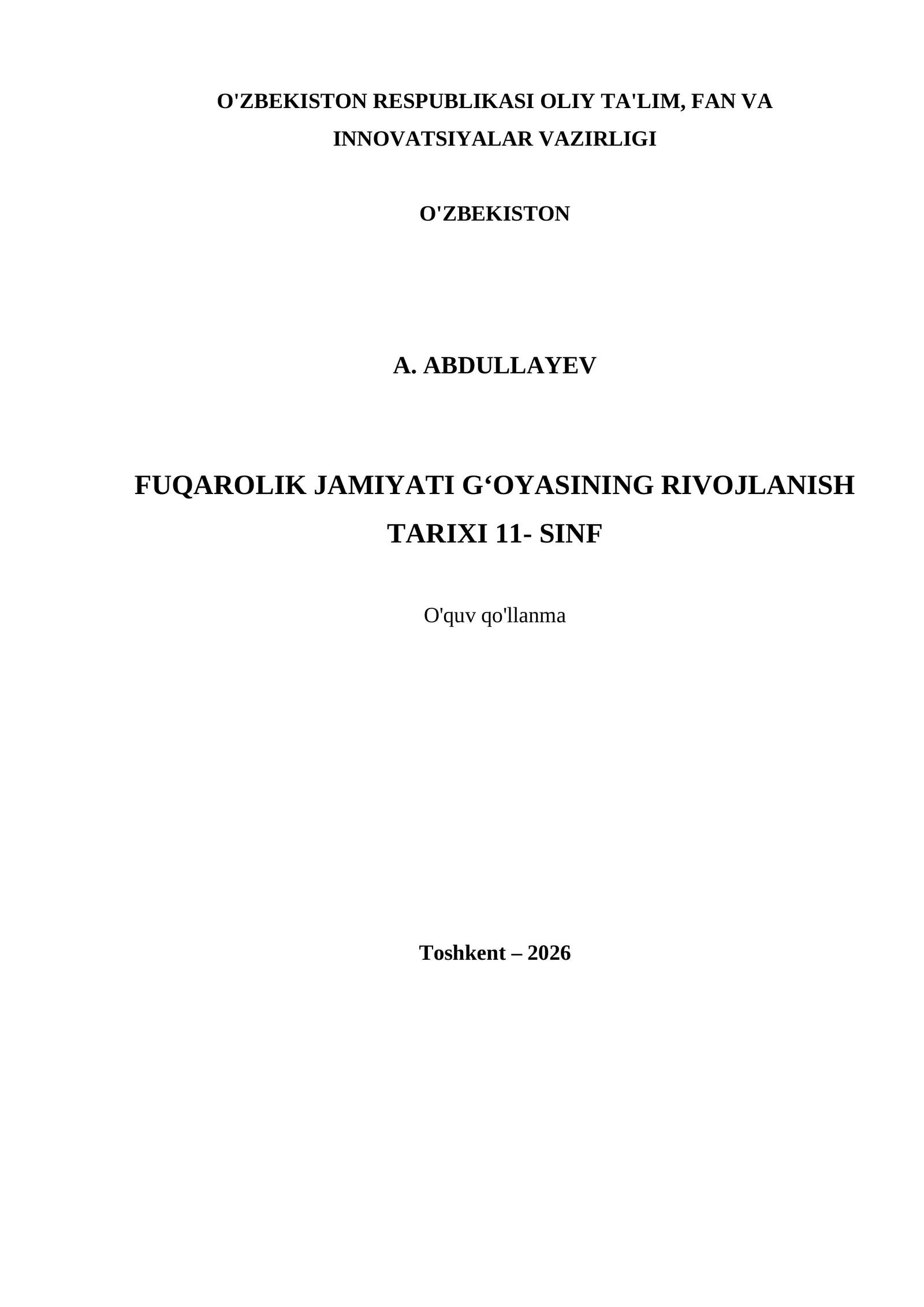 FUQAROLIK JAMIYATI G‘OYASINING RIVOJLANISH TARIXI 11- SINF