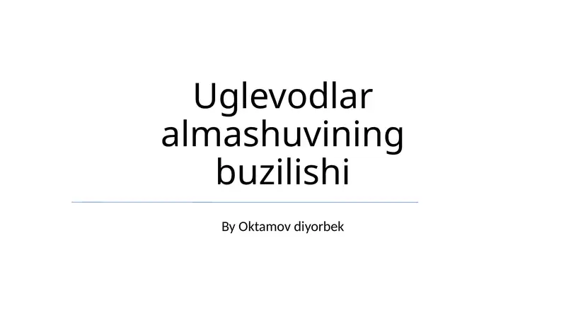 Uglevodlar almashuvining buzilishi