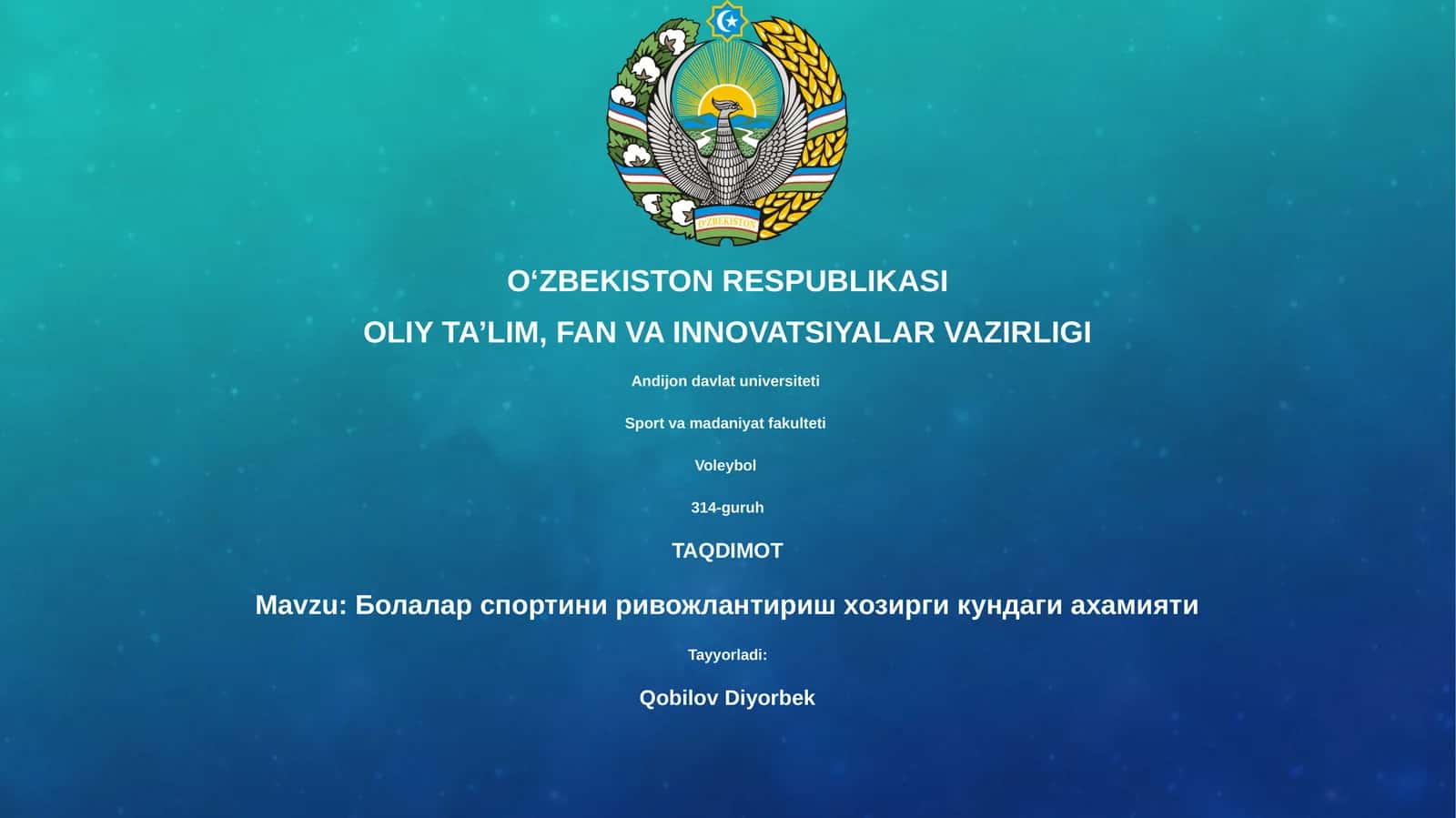 Болалар спортини ривожлантириш хозирги кундаги ахамияти