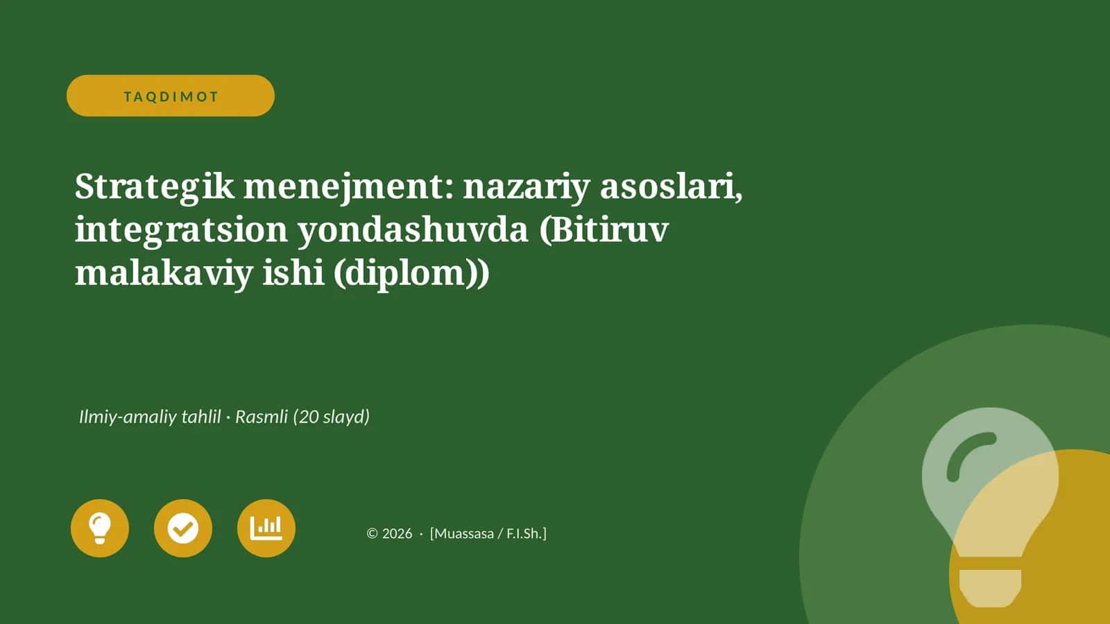 Strategik menejment: nazariy asoslari, integratsion yondashuvda (Bitiruv malakaviy ishi (diplom))