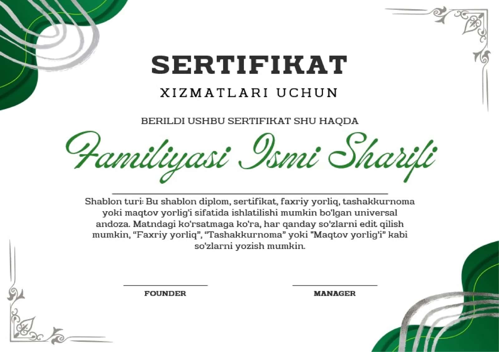 SERTIFIKAT XIZMATLARI UCHUN
