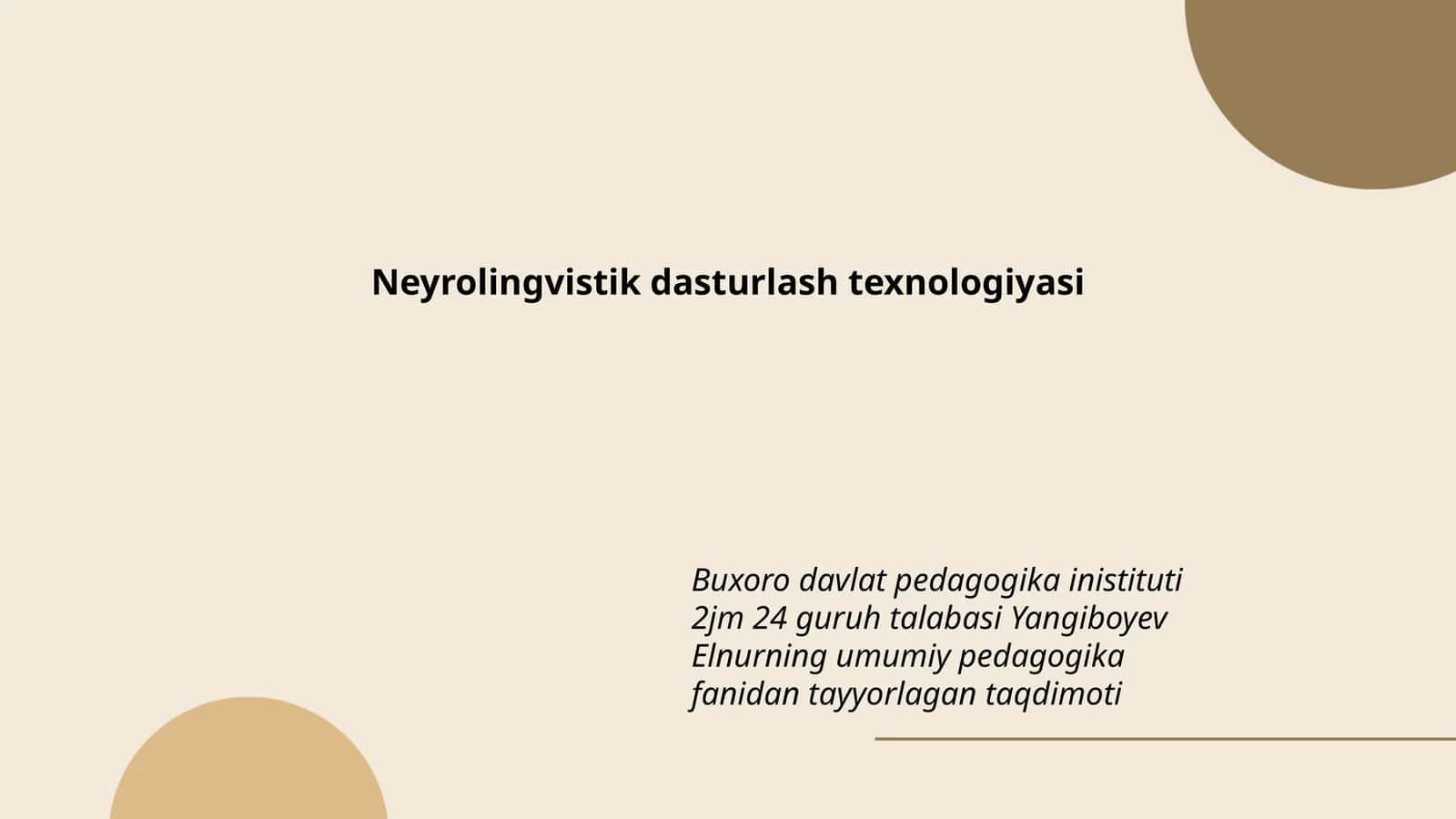 Neyrolingvistik dasturlash texnologiyasi