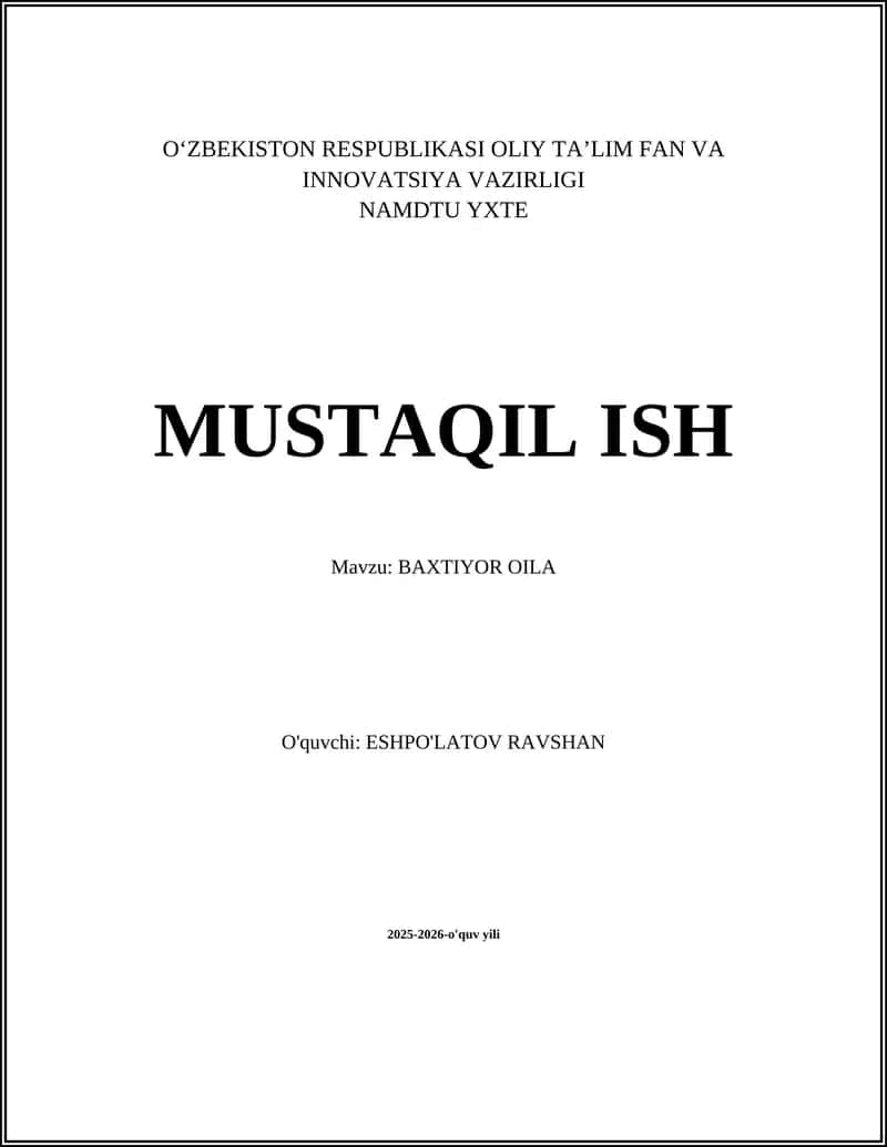 BAXTIYOR OILA
