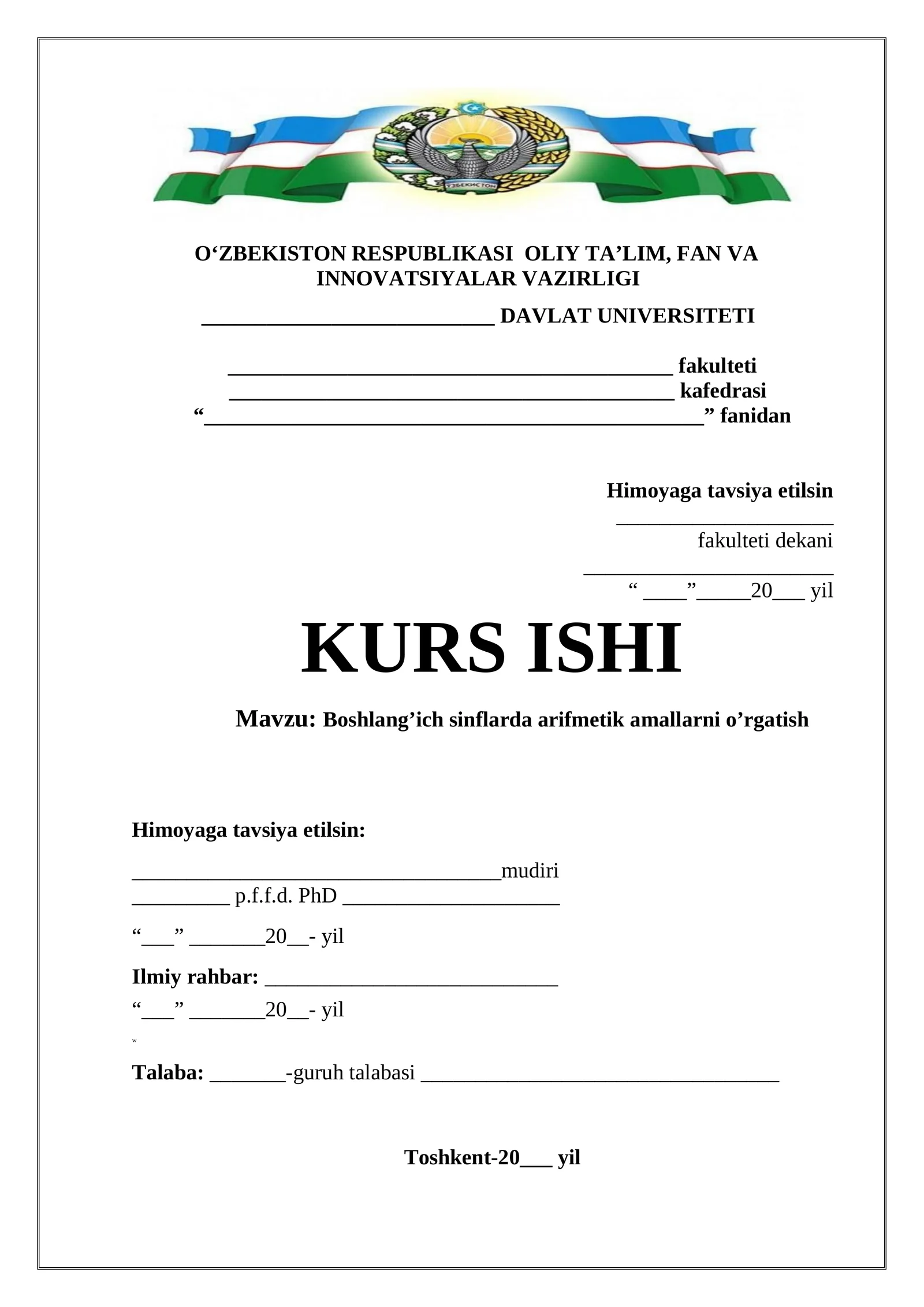 Boshlang'ich sinflarda arifmetik amallarni o'rgatish