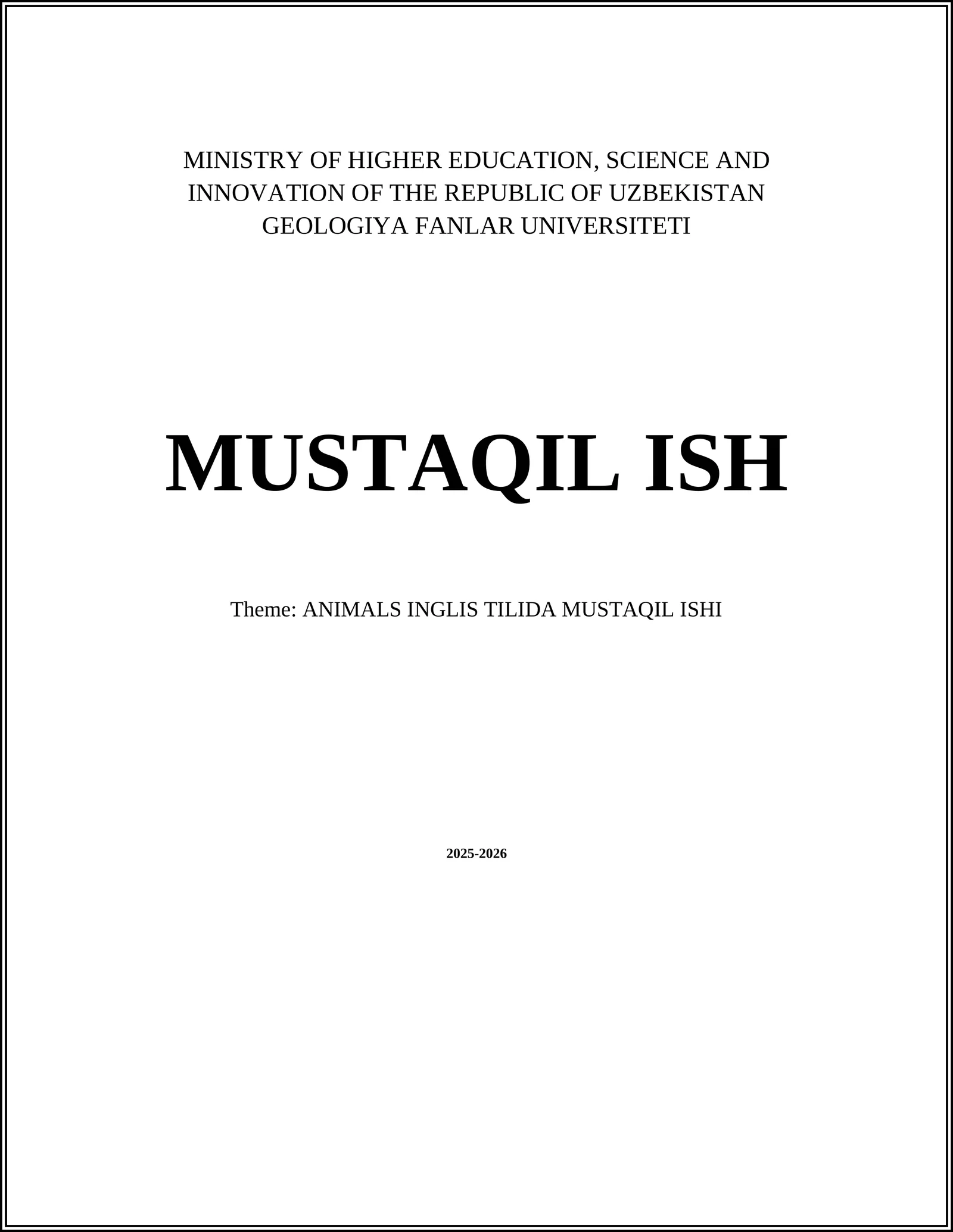 ANIMALS INGLIS TILIDA MUSTAQIL ISHI