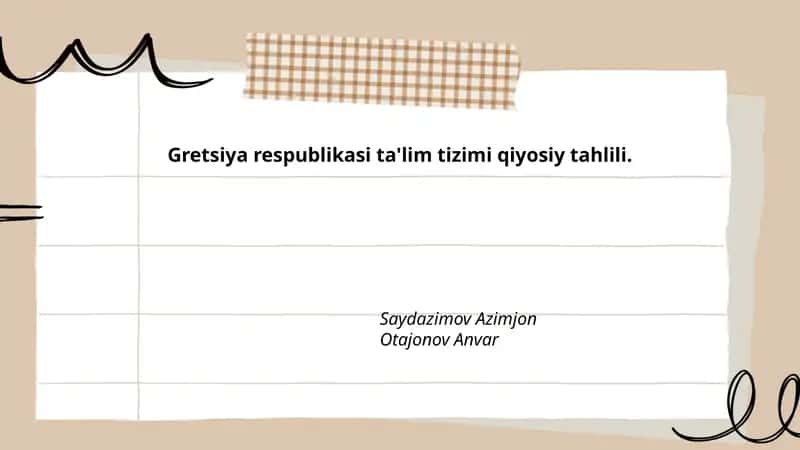 Yunoniston ta'lim tizimining tarixiy rivojlanishi va islohotlari