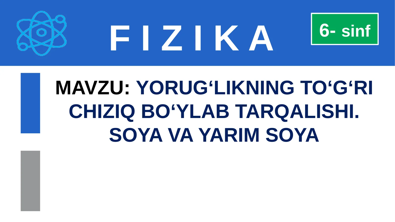 YORUG‘LIKNING TO‘G‘RI CHIZIQ BO‘YLAB TARQALISHI
