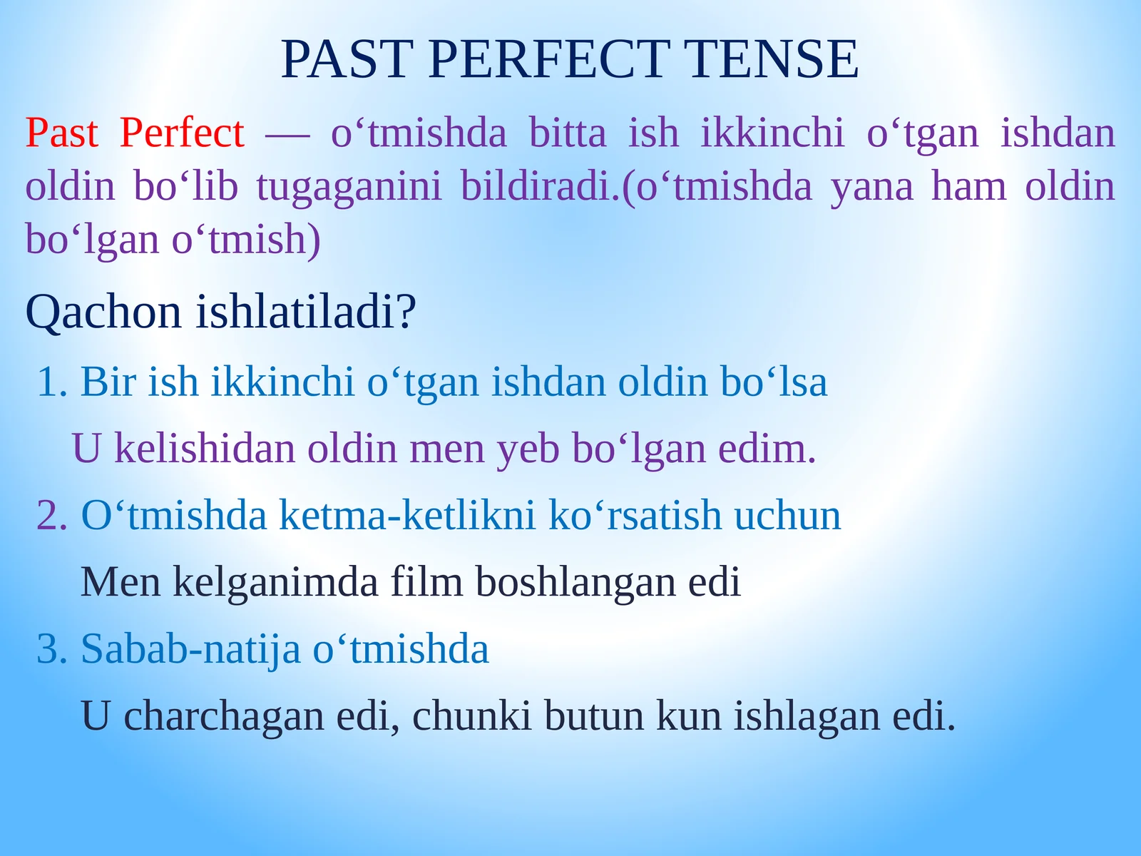 Past Perfect tense