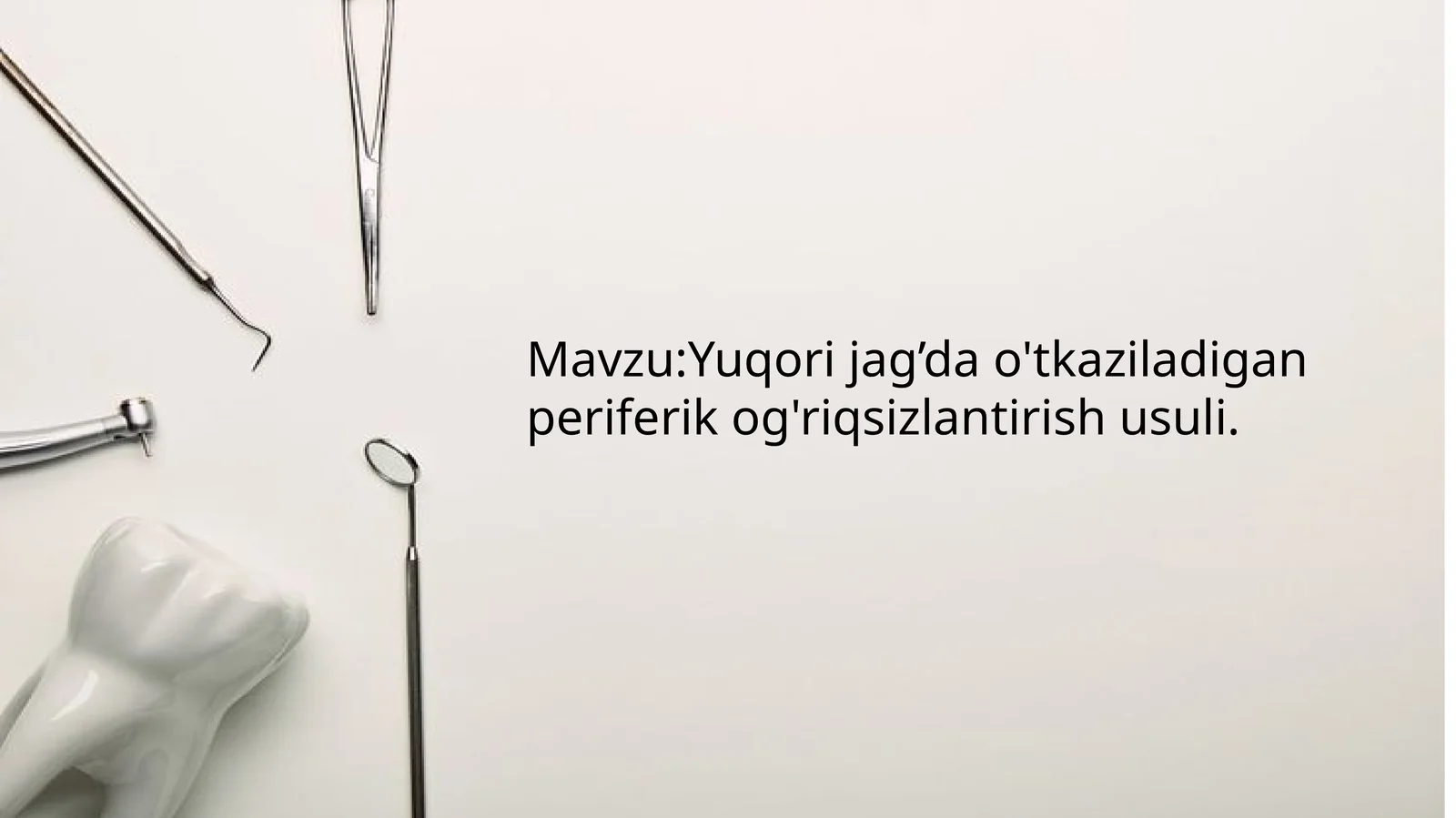 Yuqori jagda otkazilgan periferik ogriqsizlantirish usullari
