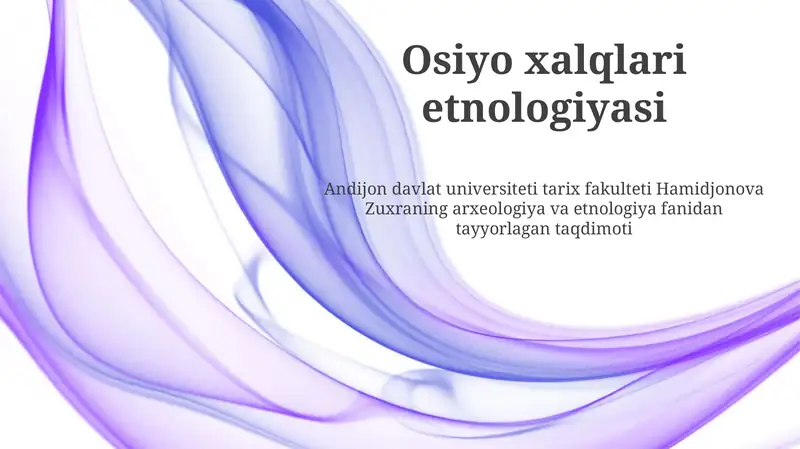 Osiyo xalqlari etnologiyasi