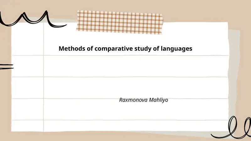 Methods of comparative study of languages