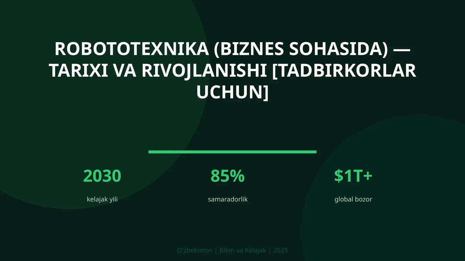 ROBOTOTEXNIKA (BIZNES SOHASIDA) — TARIXI VA RIVOJLANISHI [TADBIRKORLAR UCHUN]