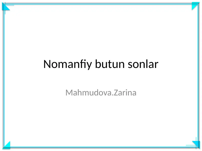 Nomanfiy butun sonlar