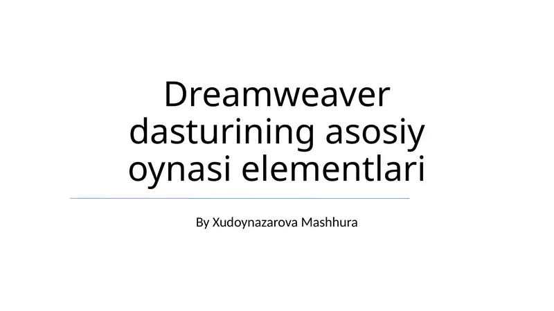 Dreamweaver dasturi