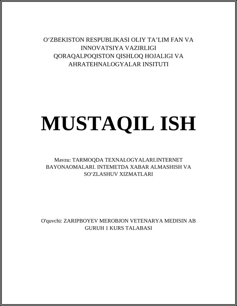 Internetda xabar almashish tizimlari