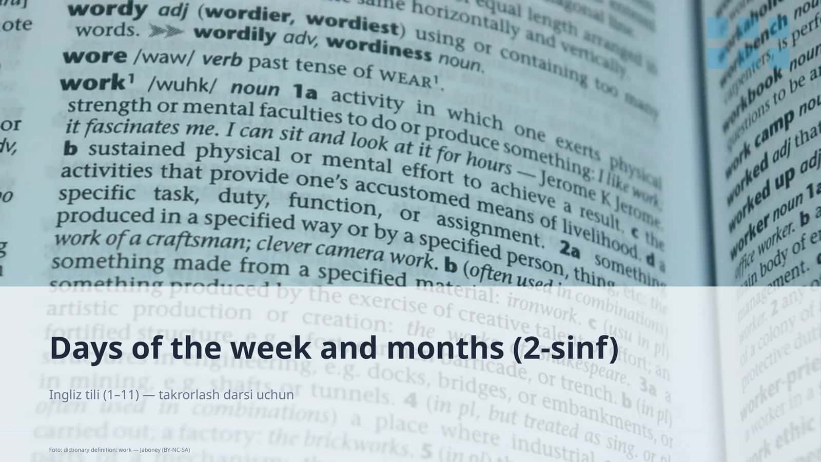 Days of the week and months (2-sinf)