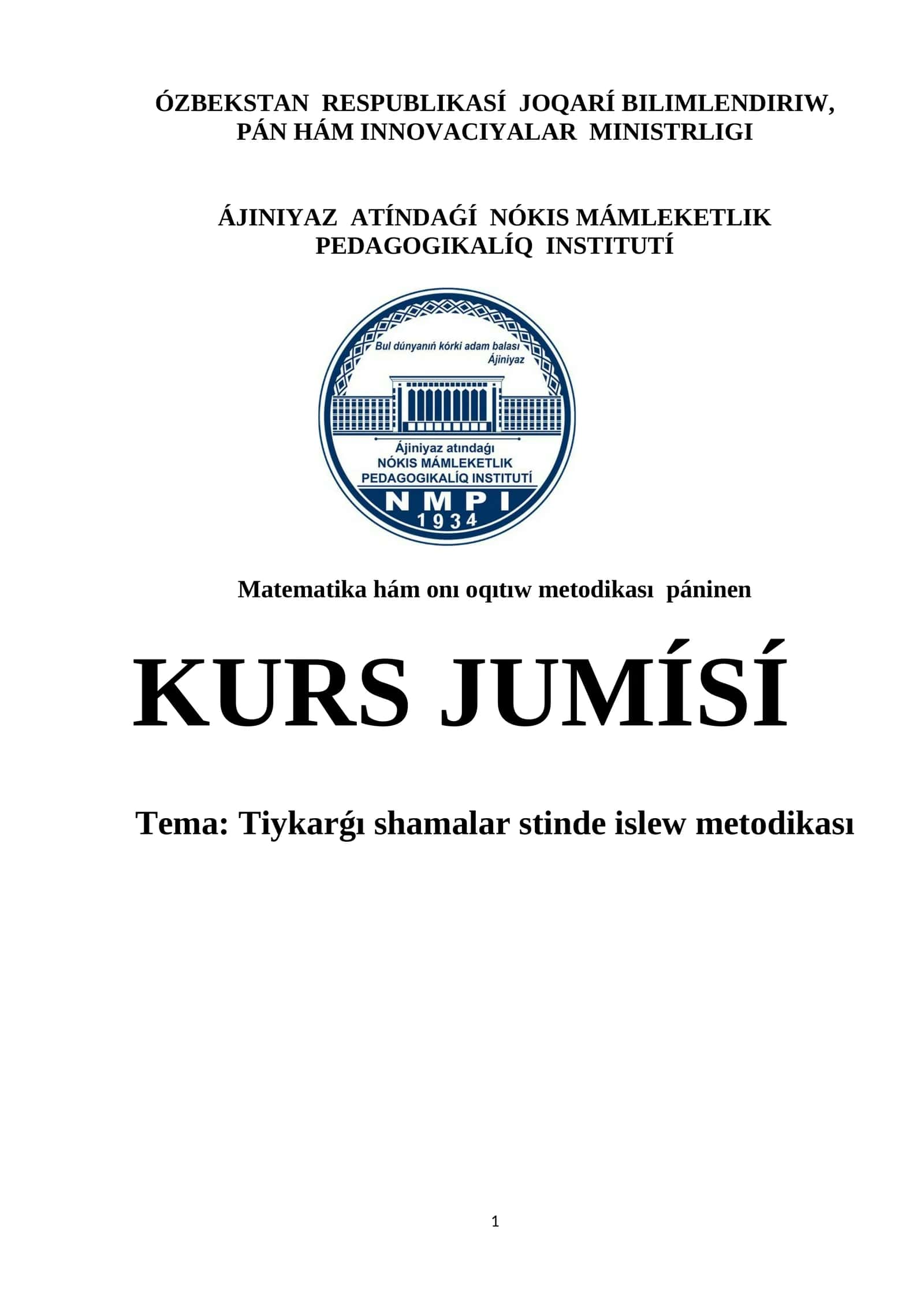 Matematika hám onı oqıtıw metodikası