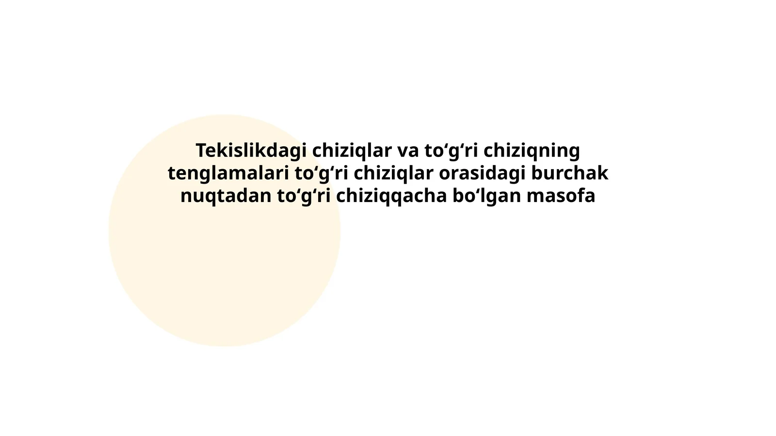 To'g'ri chiziqning tenglamalari