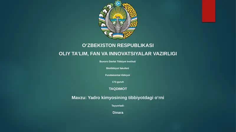 Yadro kimyosining tibbiyotdagi oʻrni