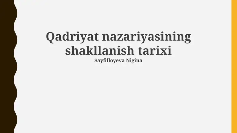 Qadriyat nazariyasining shakllanish tarixi