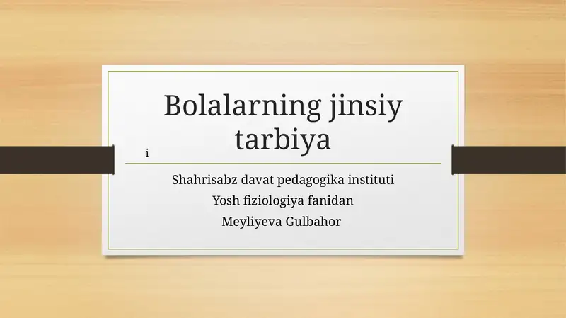 Bolalarning jinsiy tarbiya
