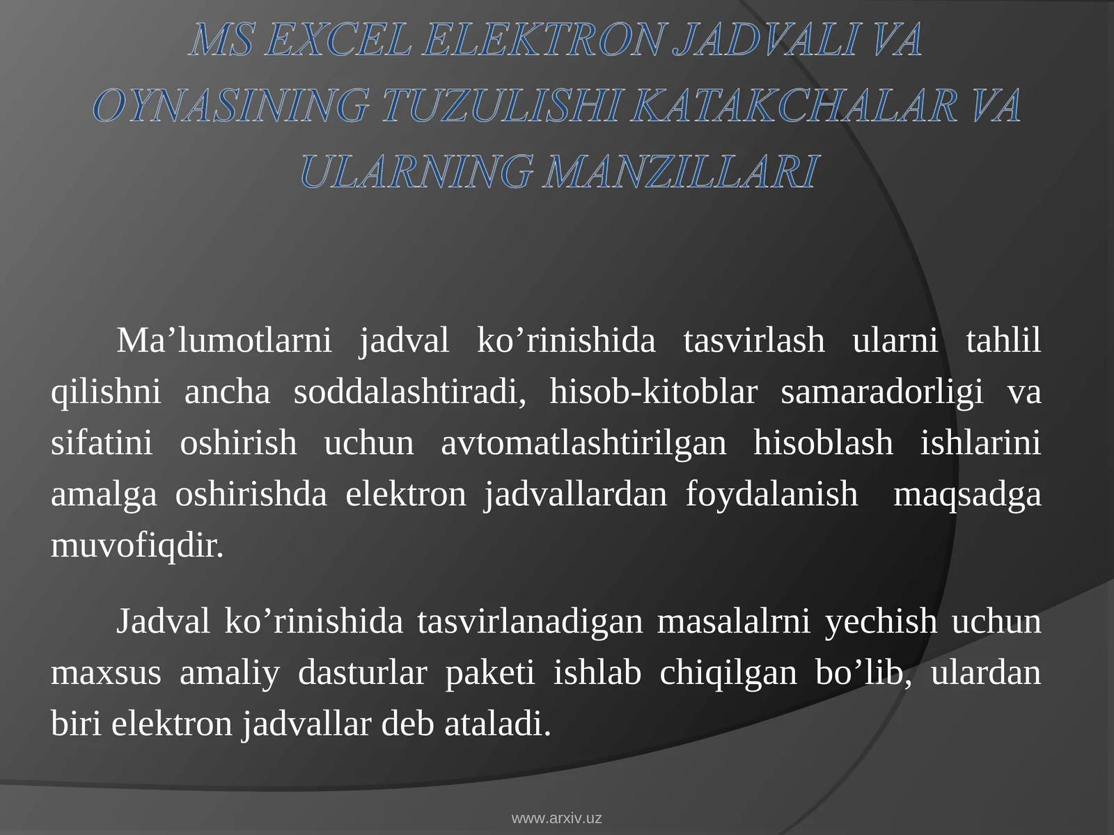 Elektron jadvallar