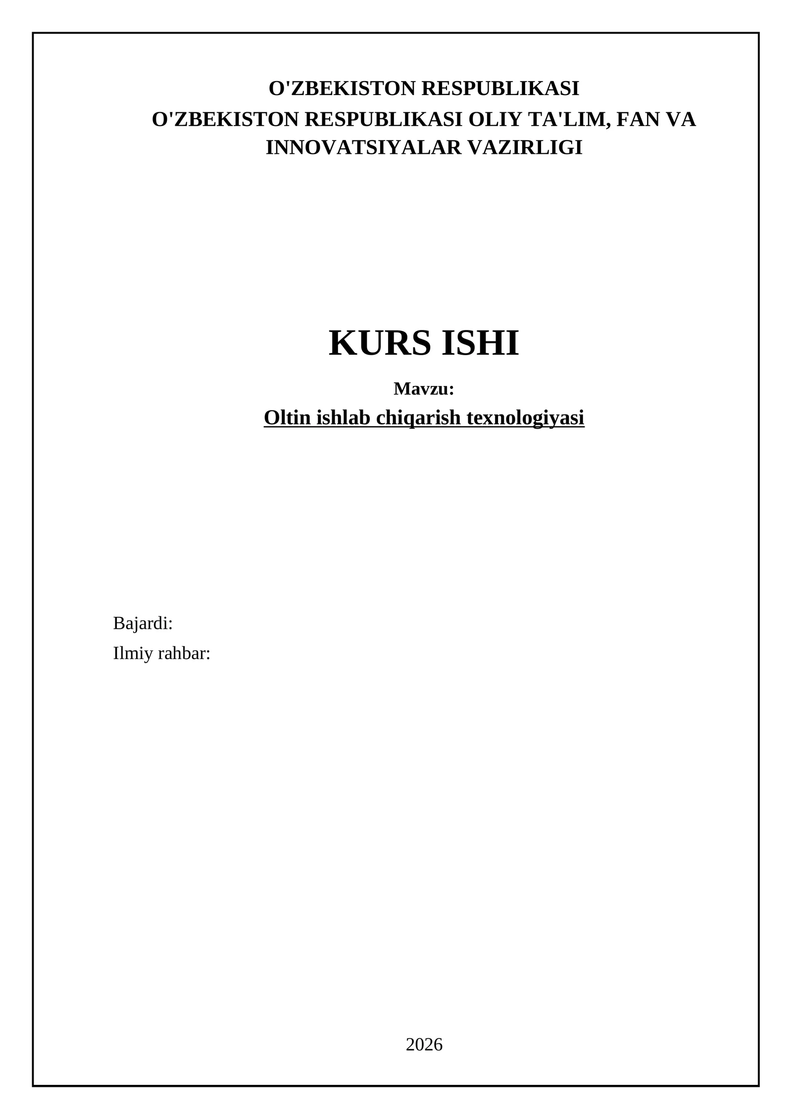 Oltin ishlab chiqarish texnologiyasi