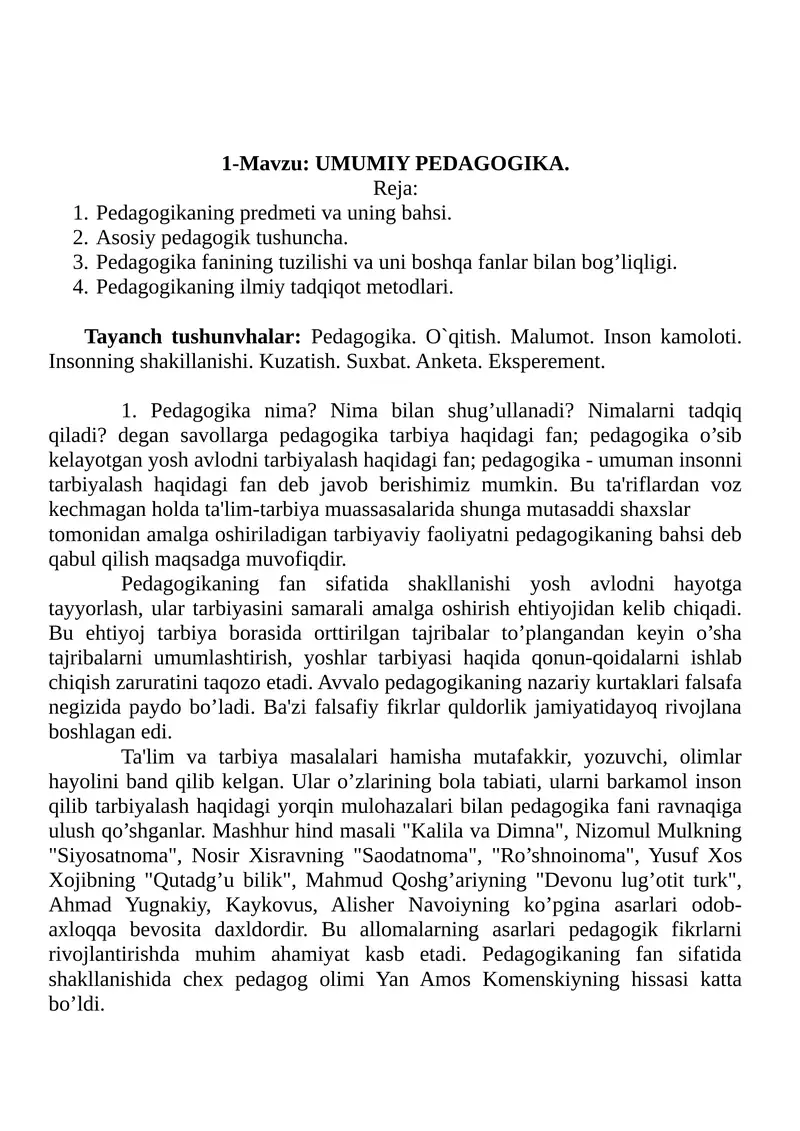 UMUMIY PEDAGOGIKA