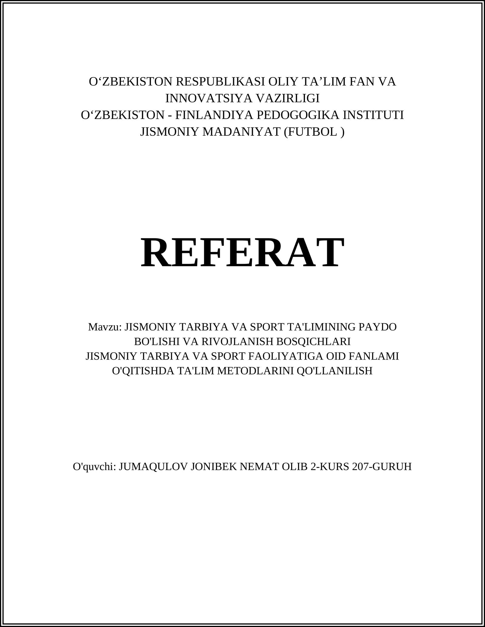 Jismoniy tarbiya va sport ta'limi