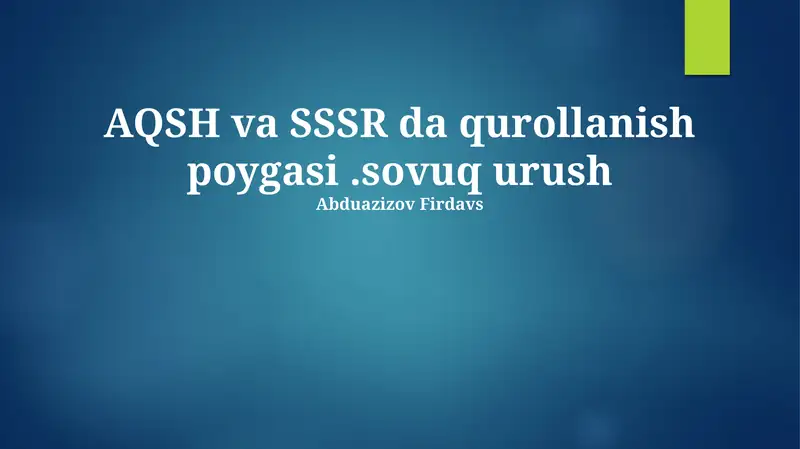 Sovuq urushning kelib chiqishi va asosiy voqealari