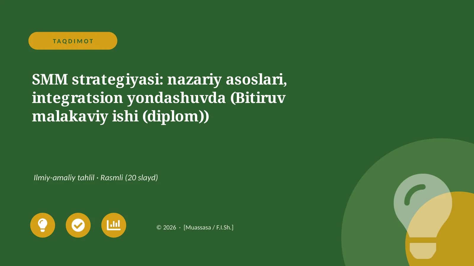 SMM strategiyasi: nazariy asoslari, integratsion yondashuvda (Bitiruv malakaviy ishi (diplom))