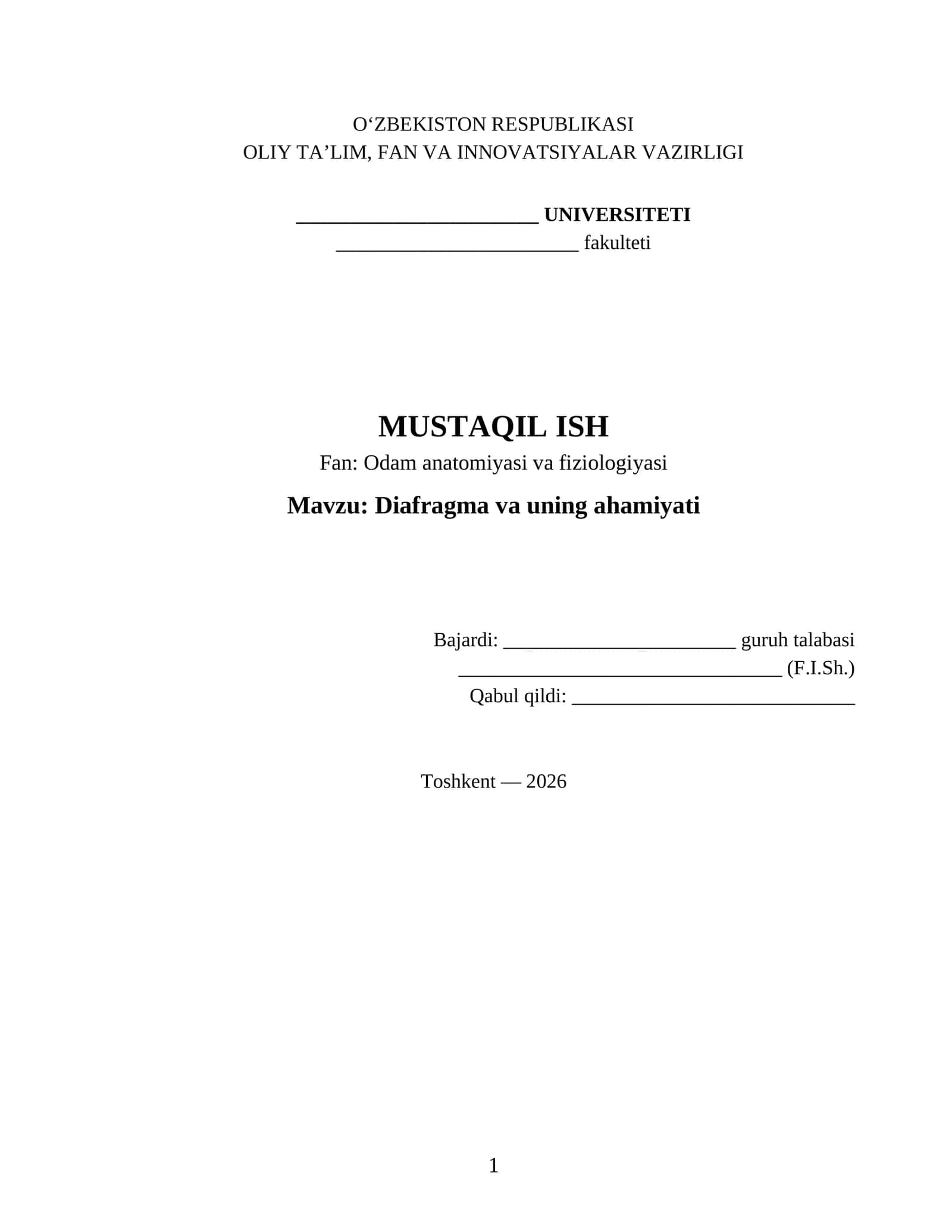 Diafragma va uning ahamiyati