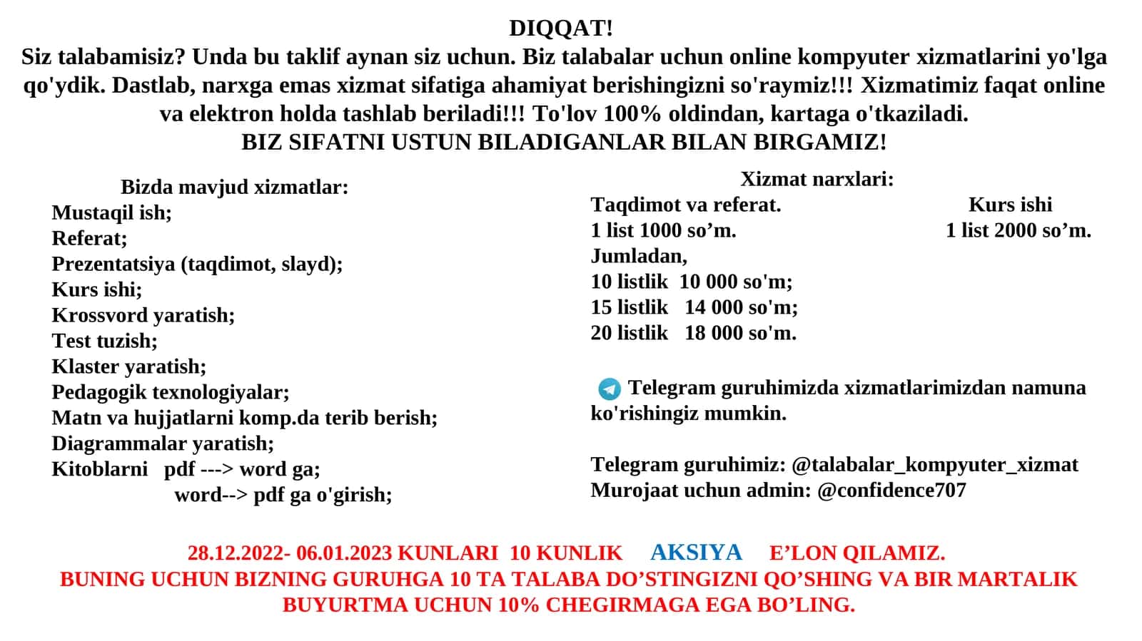 Kurs ishi, Prezentatsiya, Referat