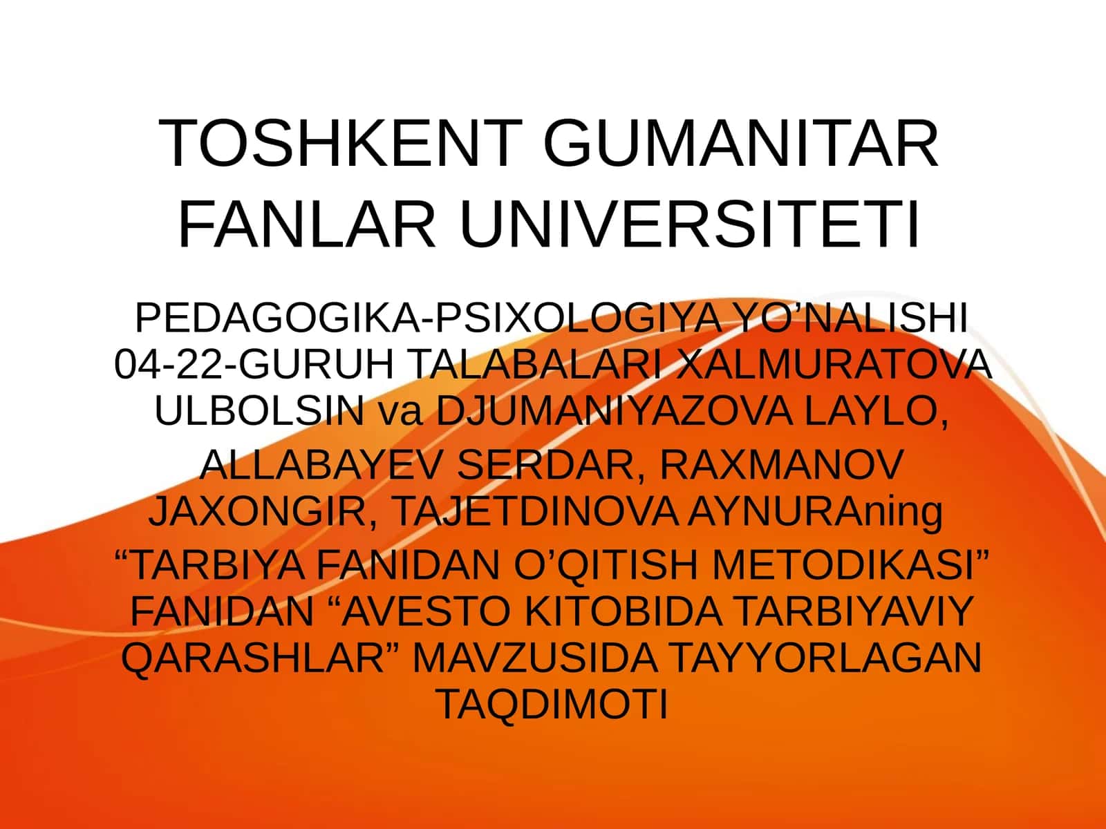 AVESTO KITOBIDA TARBIYAVIY QARASHLAR