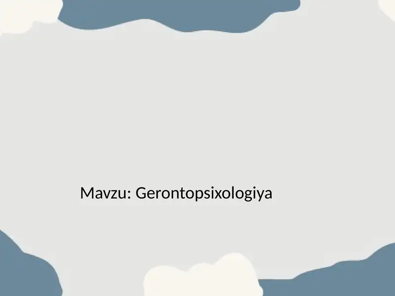Gerontopsixologiya